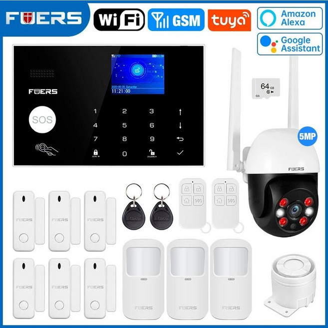경보 시스템 무선 홈 도난 경보기 제어 동작 탐지기 연기 센서, A. EU 플러그, 4. G30 GSM Alarm Kit 7, 1개