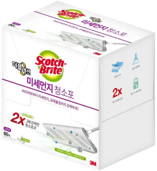 스카치브라이트 더블액션 미세먼지청소포 80매입, 1개
