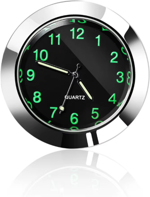 차량용 야광 미니 아날로그 시계 클래식 대쉬보드 부착형 자동차 인테리어 소품, 블랙, 1개