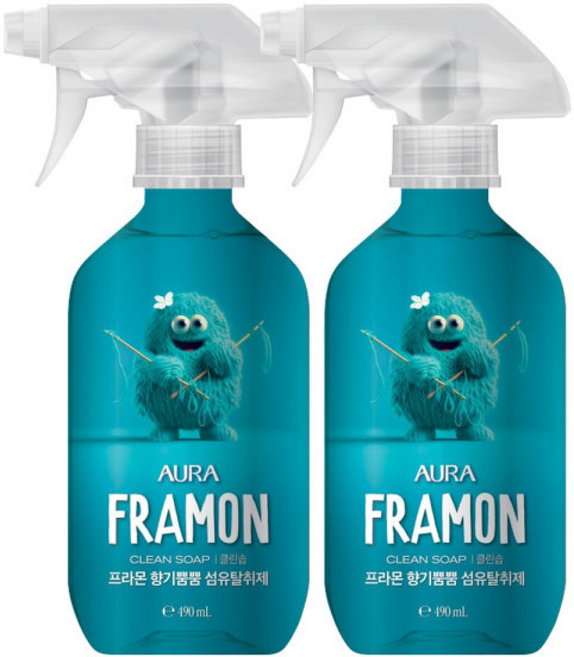 아우라 프라몬 섬유탈취제 490ML 클린솝 x 2개 .