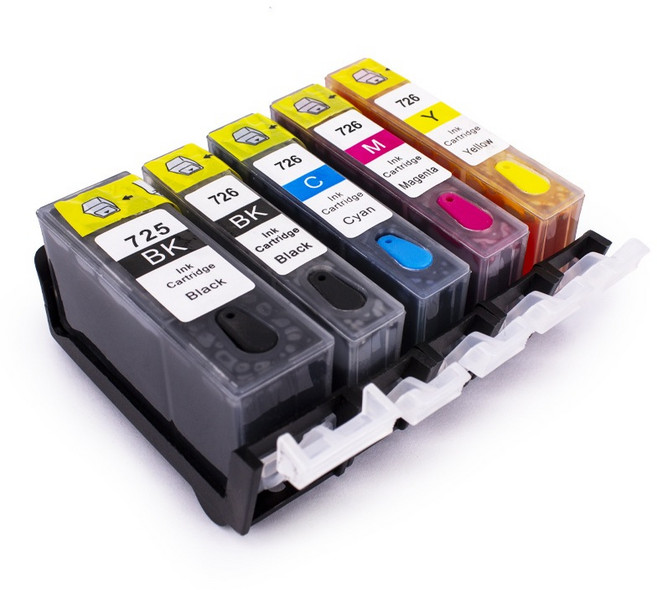 PGI 725XL CLI 726XL 可填充墨水匣 MG5270 MG6170 MX886 IP4870 IX6560, 五色套裝（送墨水）, 1個