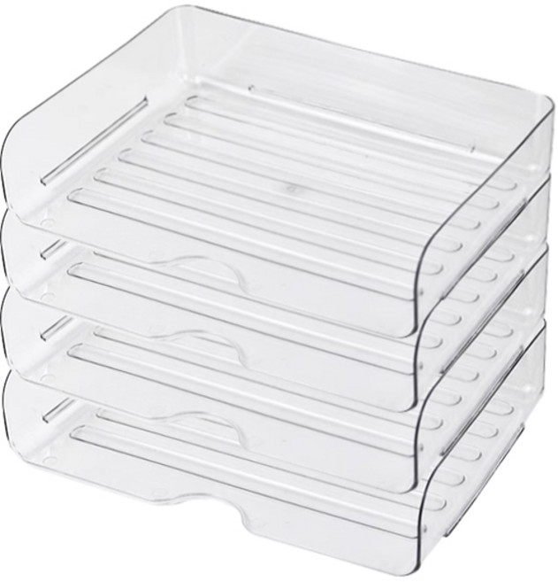 라라하우스 오픈 모듈 A4 문서 서류 정리 트레이 정리함, 4단, 경제형 투명