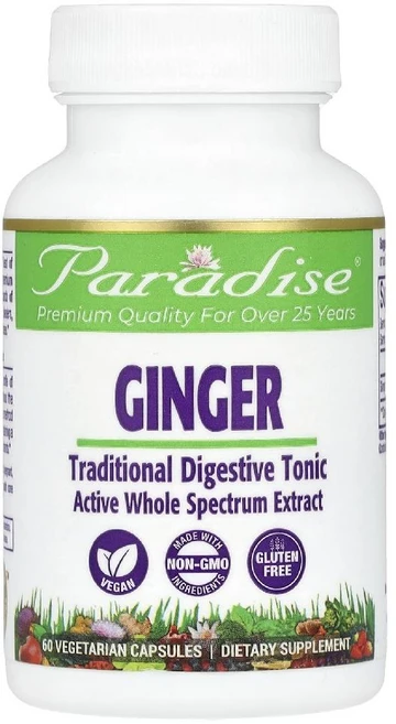 파라다이스허브 생강 뿌리 줄기 추출물 Ginger 베지캡슐 60정, 1개 - 쿠팡