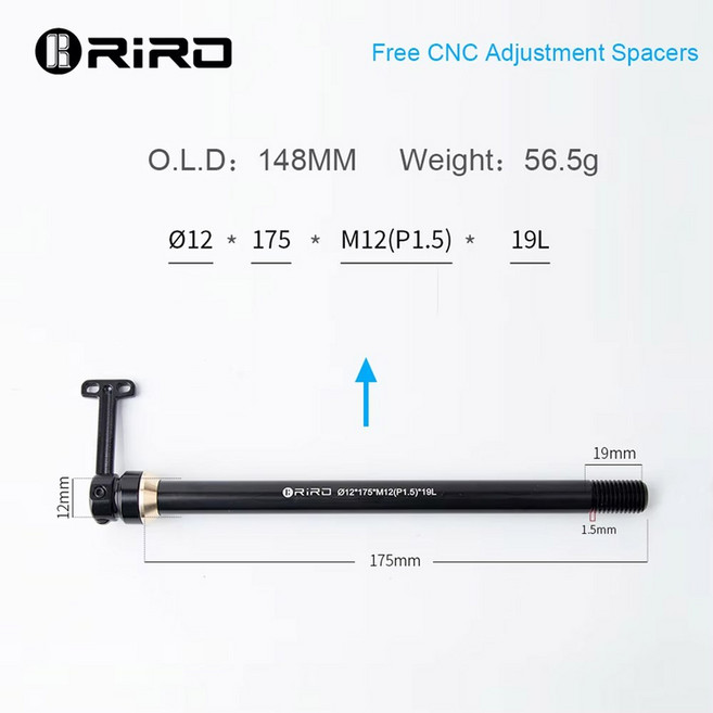 RIRO 산악 자전거 릴리스 샤프트 액슬 액슬 스루 레버 허브 액슬 12X142 포크 스루 자전거 프론트 TA 12X148 포크 15X100 110MM, 12mm 175mm, 1개