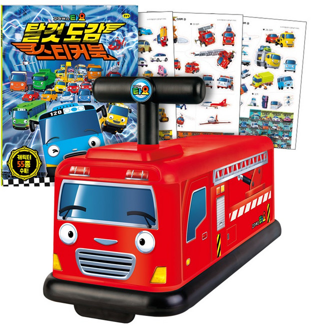 타요 프랭크 클래식 붕붕카 + 타요 탈것 도감 스티커북 세트 (360도 회전 무소음 바퀴), 1세트, 프랭크 붕붕카 + 탈것 도감 스티커북