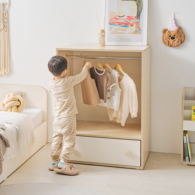 라자가구 바닐라 키즈 모듈 행거 옷장 800 오픈형, 행거 옷장 800 (오픈형), 아이보리