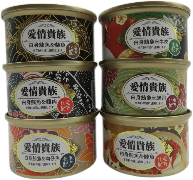 五星級寵物 愛情貴族 白身鮪魚化毛系列 貓罐頭 8種口味 80gx24罐, 1個, 24罐(平均)80g