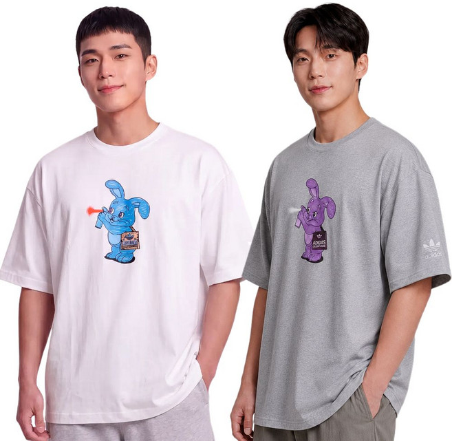 아디다스 반팔티 버니 그래픽티 남성 여성 공용 데일리 여름 남자 반팔 티셔츠 불꽃마크 오리지널 로고 루즈핏