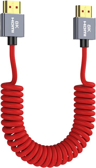 HDMI 2.1 슬림형 케이블 8K 고급형 A to A 코일형 스프링 레드 0.3m, 1개, HDMI 케이블