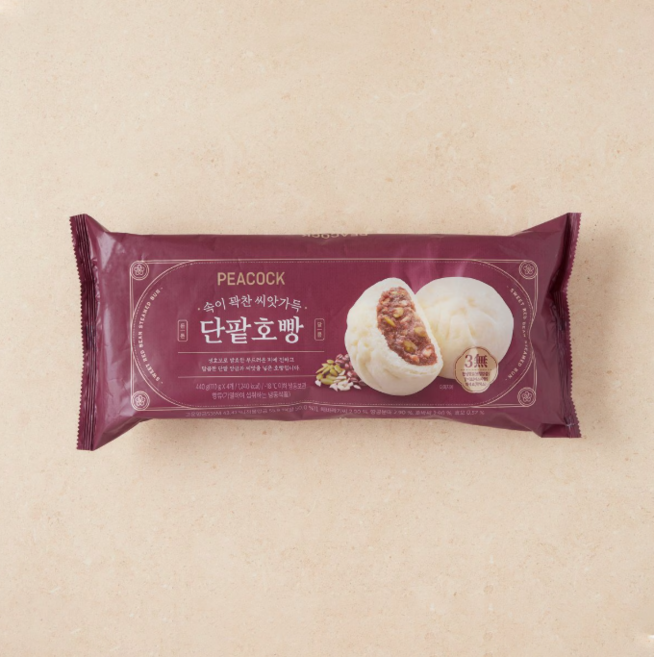 피코크 속이 꽉찬 씨앗 가득 단팥 호빵, 440g, 4개