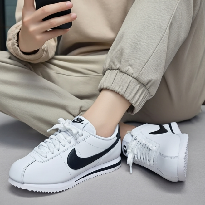 {국내매장정품] 나이키 여성 운동화 스니커즈 데일리 슈즈 커플화 코르테즈 레더