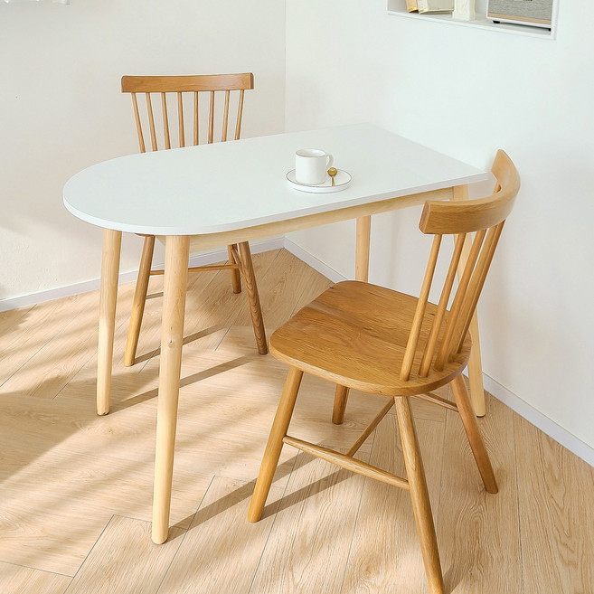 카미코코 LPM 4컬러 반타원 800X600 테이블 (원목 다리), 화이트네추럴