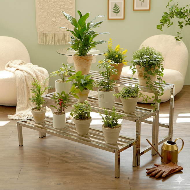 친절한마이쮸 철제 화분선반 스탠드 베란다 거치대 선반 받침대 화분정리대 다이 3size, 1단, 20CM