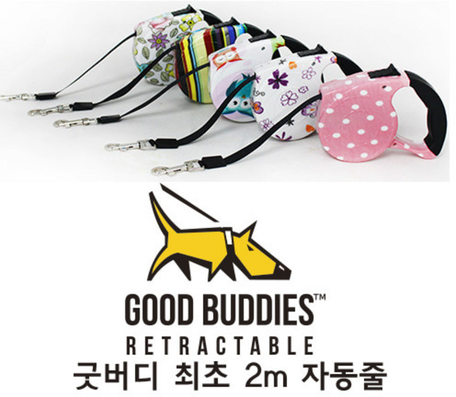 굿버디 2M 자동줄 산책 반려동물, 레인보우, 1개
