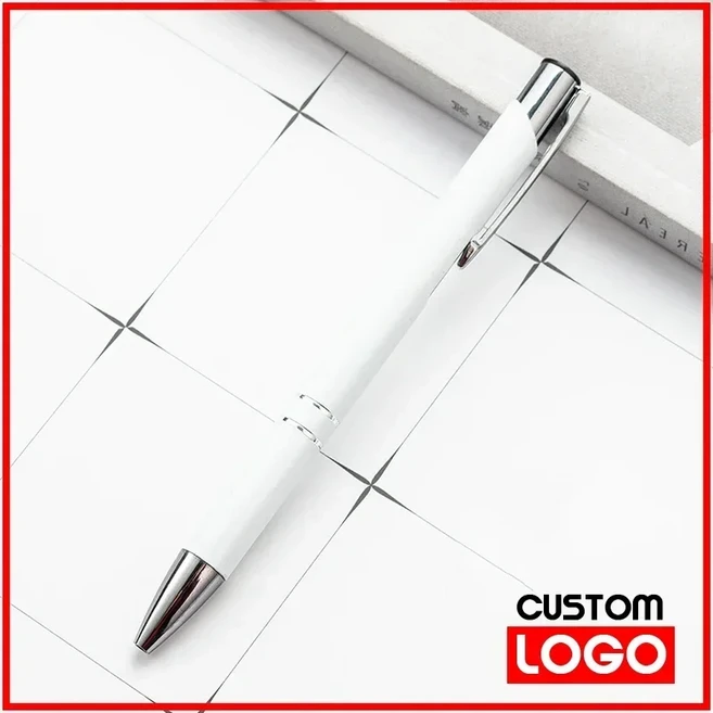 맞춤형 볼펜 금속 볼펜 지지대 인쇄 로고 맞춤형 펜 도매 핫 20-200 펜, 04 20pcs Pens, 01 White