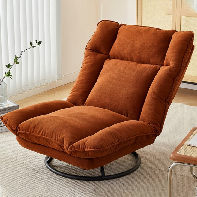 하루꿈 1인 회전 소파 등받이 각도조절 거실 패브릭 라운지 리클라이너 소파 의자, 벽돌색
