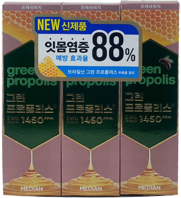 메디안 그린 프로폴리스 치약 프레쉬피치 100g x3입