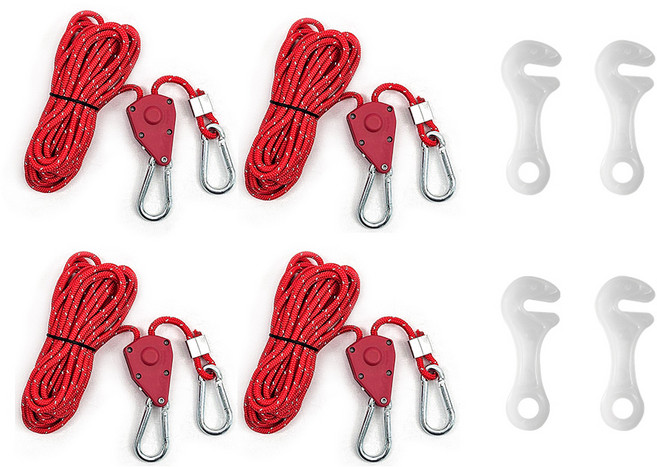 컬러 로프라쳇 1/8 2.5m 4개+야광라인훅4개, 레드