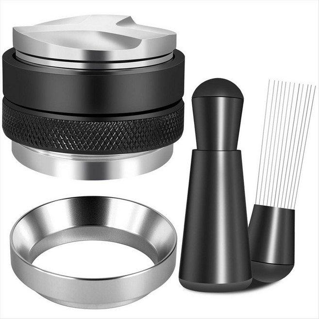 51mm 에스프레소 액세서리 키트 커피 분배기 및 탬퍼 레벨러 WDT 도구 및 도징 깔때기 세트, 표시된 대로