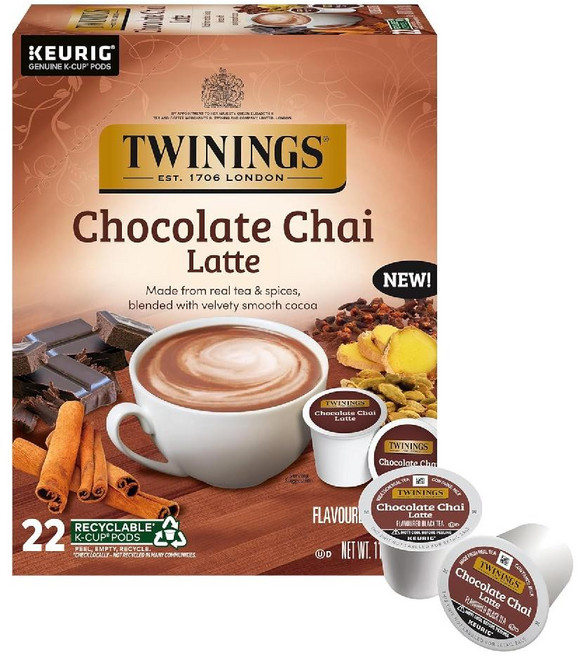 TWG 트와이닝 초콜릿 차이 라떼 티 K-컵 포드 큐리그 22개입