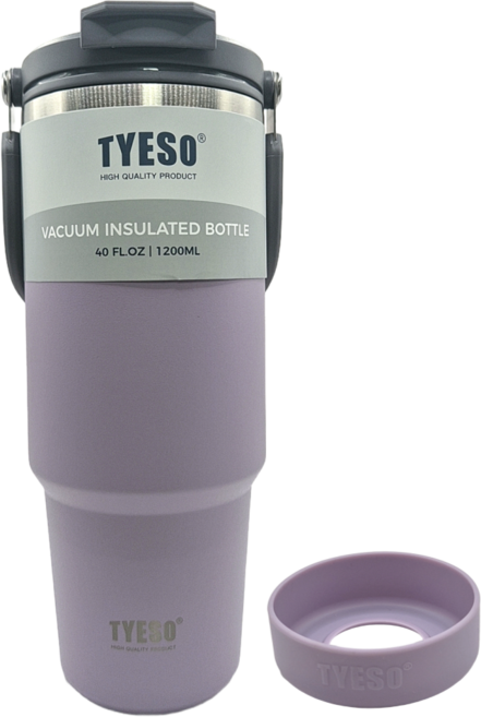 대용량 1리터텀블러 보냉보온 스텐 빨대텀블러 손잡이텀블러 운동 2리터, 텀블러 특대1200ml, 라일락, 1개