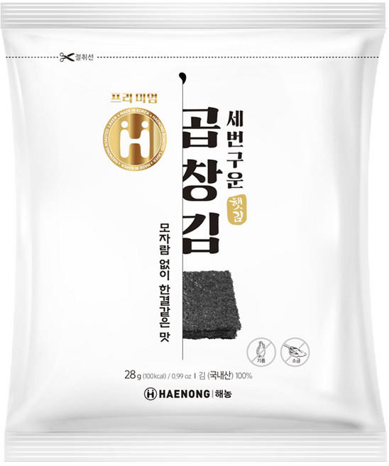 해농 프리미엄 세번구운 곱창김 28g, 1개