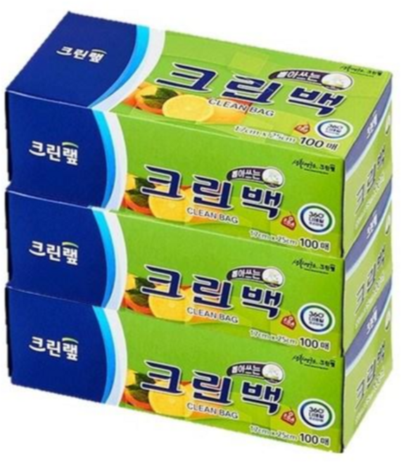 크린랩 크린백 17cm x 25cm, 미니(XS), 100개입, 3개