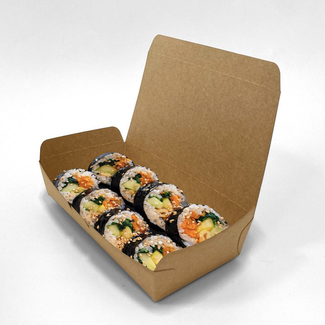 kr도시락 2호 김밥 초밥 일회용종이용기 포장용기 크라프트 종이도시락, 1개입, 600개