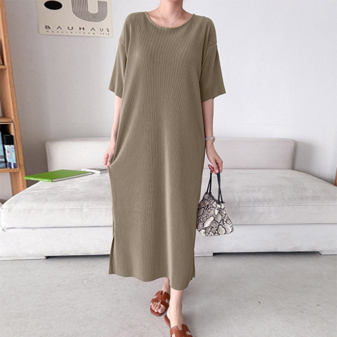 마이쏭 여성 빅사이즈 루즈핏 여름원피스 반팔 마리나주름롱원피스