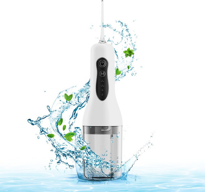 대용량 휴대용 구강세정기 무선 물치실 강도조절 4가지팁 IPX7등급 방수, 화이트