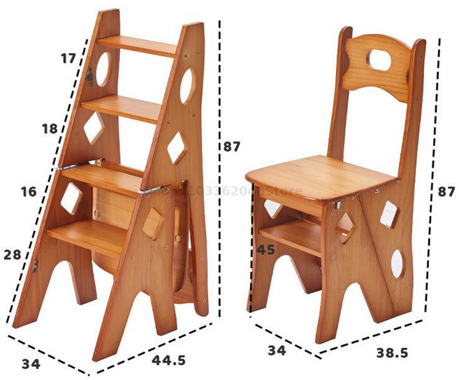 가정용 다기능 접이식 계단 의자 실내 이중 사용 사다리 3 단 또는 4 상승, 34x44.5x87cm 10, 1개