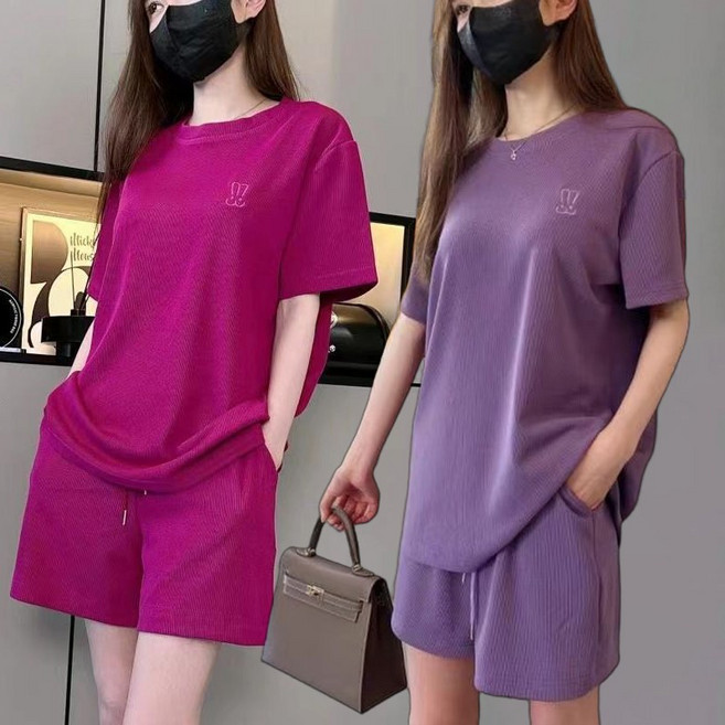 운동복 오버핏 츄리닝 순색 트레이닝 세트 여름 데이트룩 완성 반팔티+쿨링 반바지