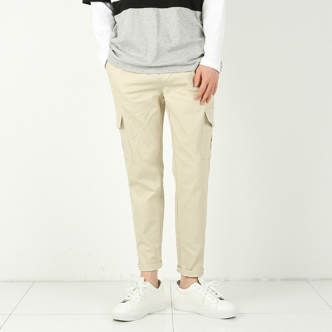 [데님공방] 밴딩 스판 카고팬츠 7컬러 테이퍼드핏 면바지 데일리 치노팬츠 S-2XL