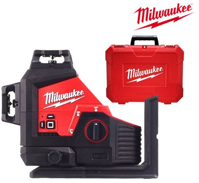 밀워키 12V 360x3 충전 레이저 레벨기 베어툴 M12 3PL-0C 수평계 수평기 수직 수평 측정 공구 측정기, 밀워키 12V 360x3 충전 레이저 레벨기 베어툴 M, 1개