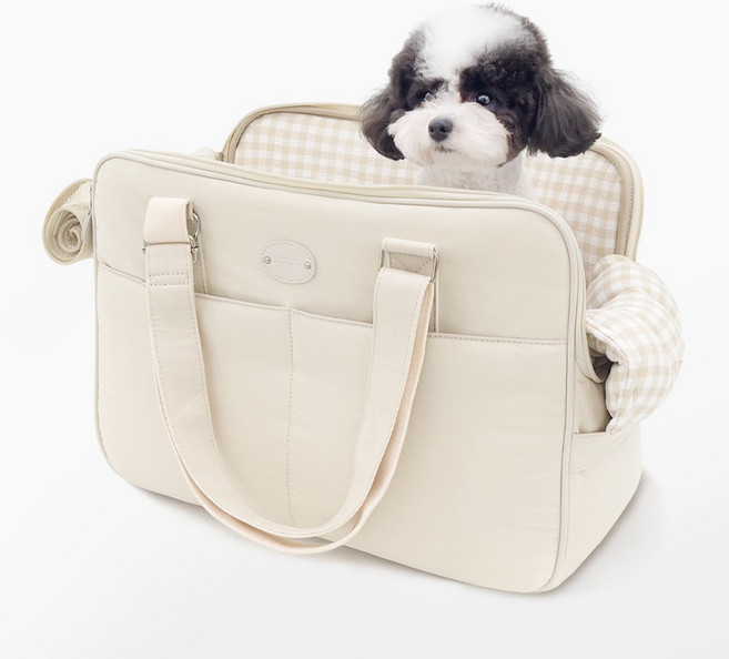 펫츠랜드 펫츠랜드 반려동물 모먼트백 + 이너쿠션 세트, 샌드베이지, 1개