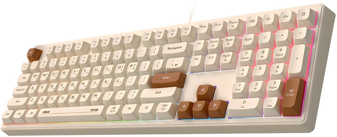 앱코 저소음 풀배열 멤브레인 108키 키보드, 오트밀, MK108, 제조사축