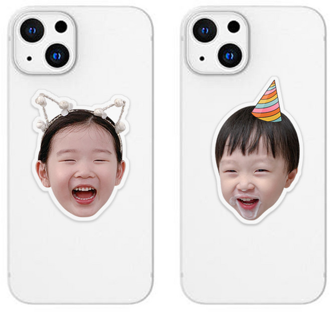 위드코코 (1+1) 강아지 고양이 사진 아기 얼굴 제작 핑거 스마트 톡 홀더 아크릴, 2개, 1명만