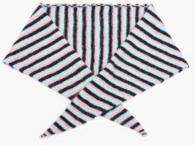 캡조아 알파카 울 함유 단가라 스트라이프 니트 삼각 두건 보닛 따뜻한 여성 귀도리 모자