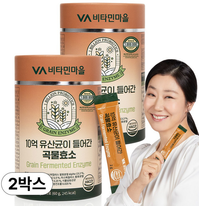 비타민마을 10억 유산균이 들어간 곡물 효소 30p, 2개, 60g