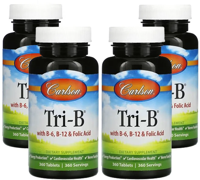 칼슨 Tri-B B-6 B-12 및 엽산 함유, 4개, 360정 - 쿠팡