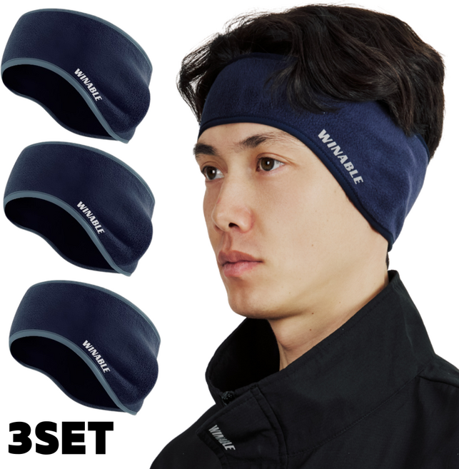 3set 윈어블 밴드형 귀마개 스포츠 밴딩형 귀마개 러닝 라이딩 야외작업, 밴딩형 귀마개 네이비, 3개