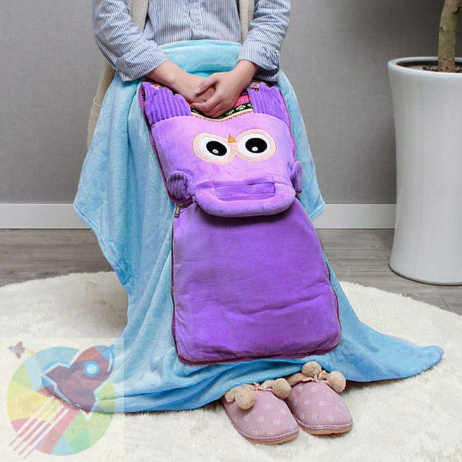 3RD 부엉이 쿠션담요 퍼플 위글위글쿠션담요