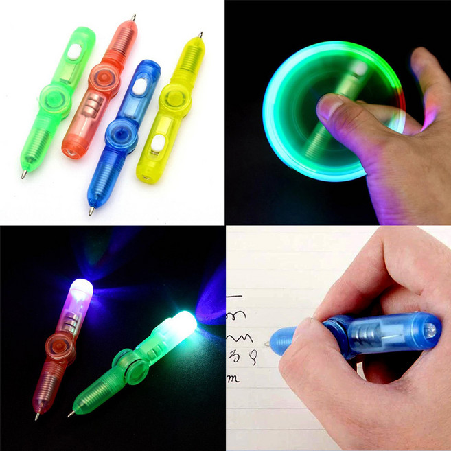 피젯 LED 불빛 회전 펜 연필 돌리기 장난감 볼펜 입학 선물 스트레스 해소, 피젯볼펜(색상랜덤)