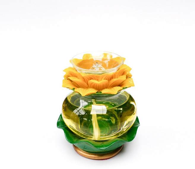 【臺灣製24H出貨】小蓮花荷葉油燈組（共十色）供燈2天 供油燈 光明燈 酥油燈 萬年燈心 蓮花油燈 佛燈, 黃色, 1個