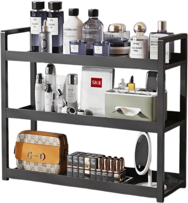 매이노 수납 정리대 책상 선반, 3단, 블랙