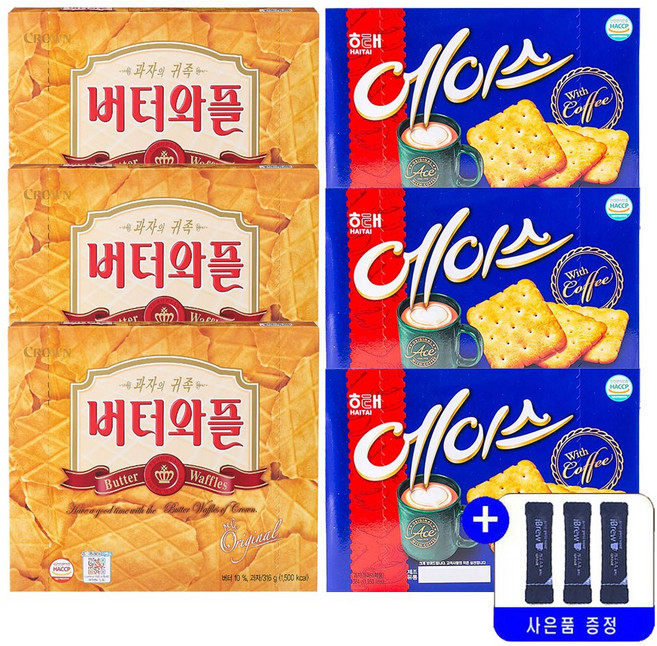 크라운 버터와플 316g+에이스 364g 2종 묶음행사+사은품, 3세트, 316g