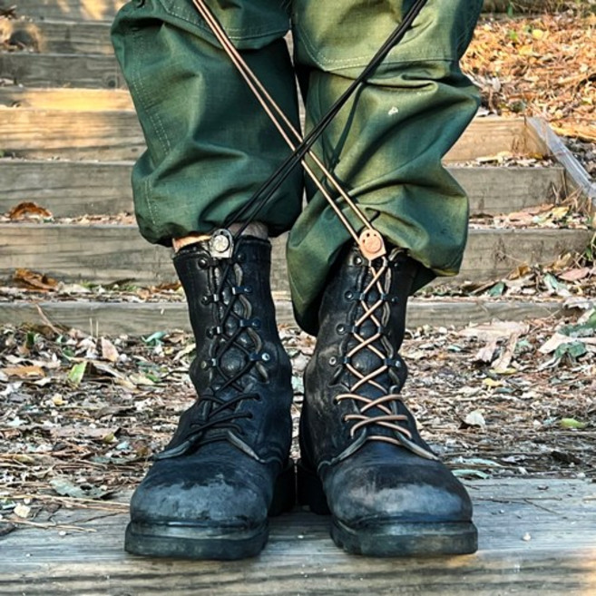 군화끈 + 고신축 조임이 세트 전투화 검정 갈색 군인 군대 훈련소 워커 고탄력 입대, 1개, 검정[BLACK]