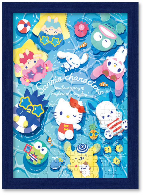 산리오 호캉스 물놀이 직소 퍼즐+액자 세트 500피스, 직소퍼즐, 고급형 우드 [블루], 1개