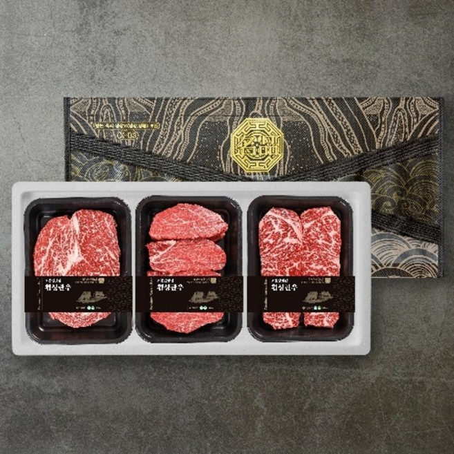 횡성한우 선물세트 1+ 900g [등심 300g + 안심 300g +채끝 300g], 1박스