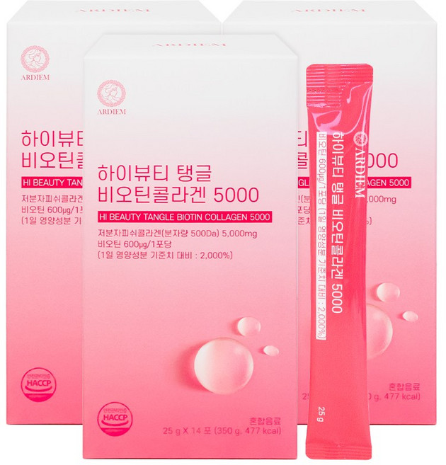 아르디엠 하이뷰티 탱글 비오틴콜라겐 5000 14포, 42개, 25g